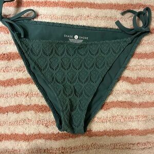Shade & Shore Dark Green Lace Bikini Bottom